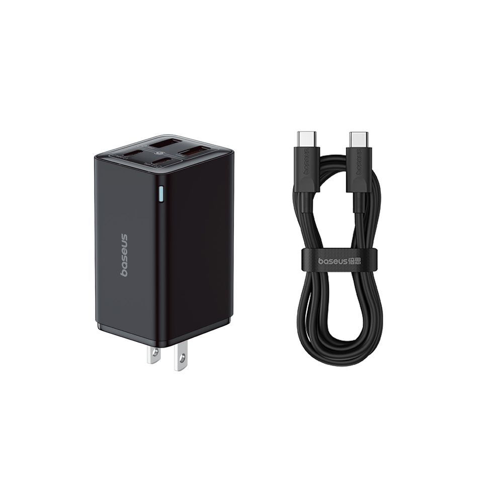 Cargador Baseus 100W GaN 6 Pro Carga Rápida 4 Puertos con Cable Tipo C + Cable Extensión