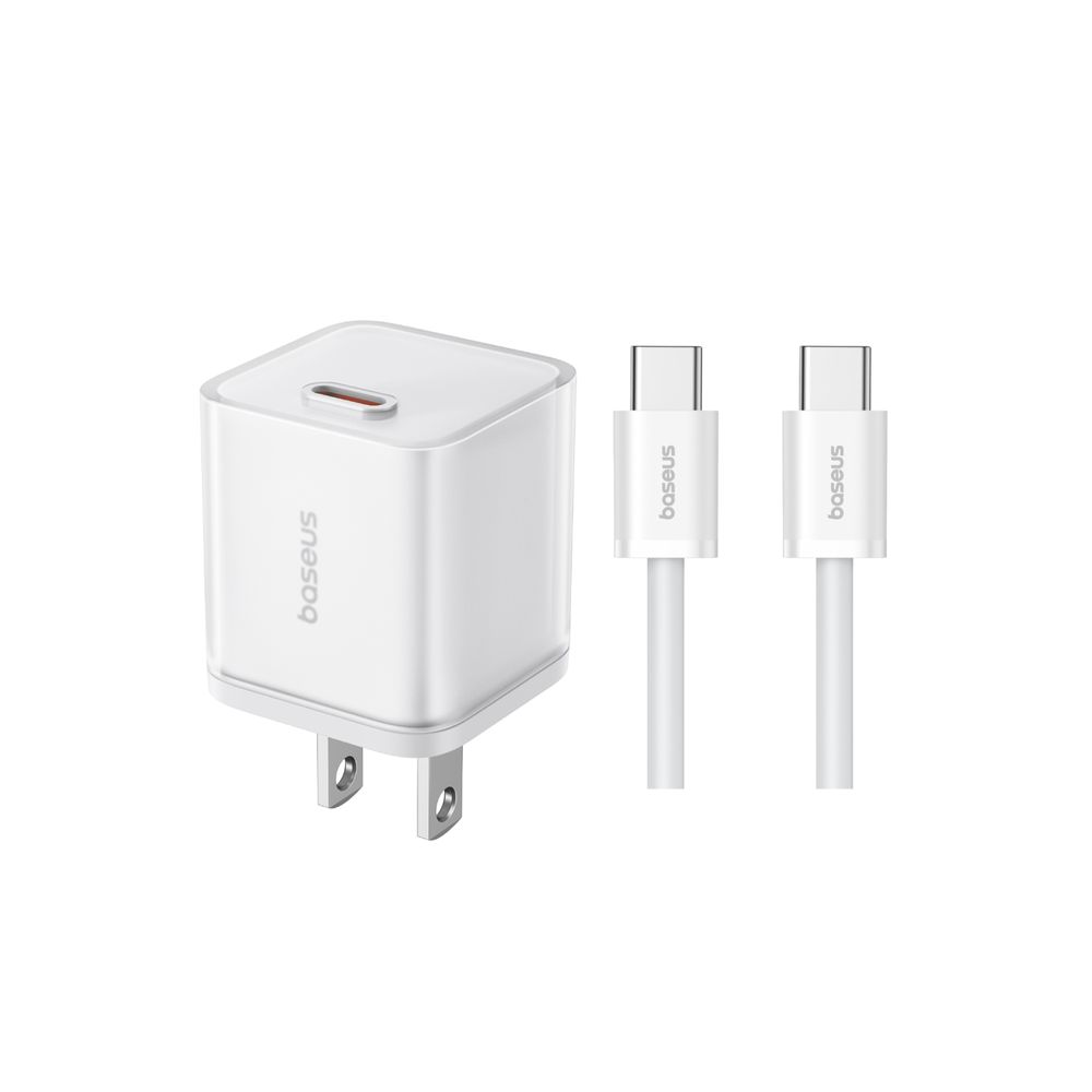 Cargador Baseus 30W USB Tipo C Gan5S Carga Rápida + Cable Tipo C a Tipo C 2m