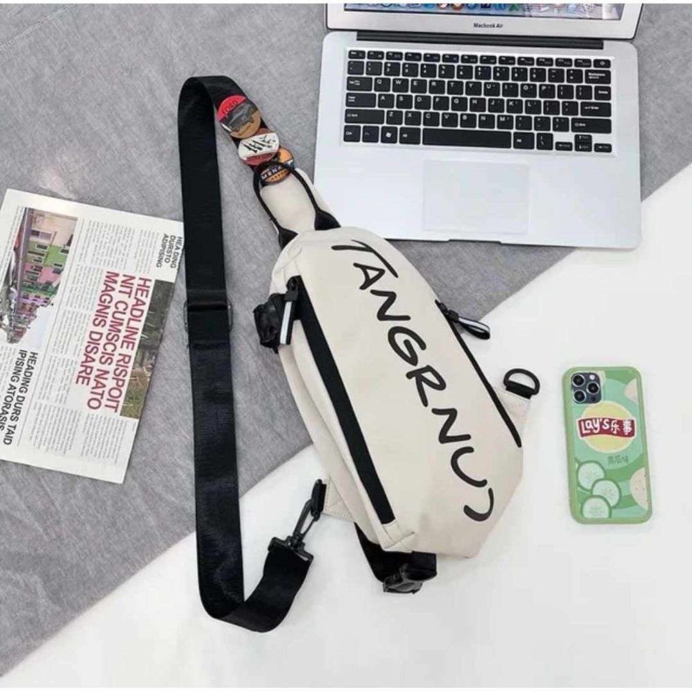 Mochila Urbana Cruzada de Pecho de Hombre y Mujer Bolsa de Hombro - Blanco