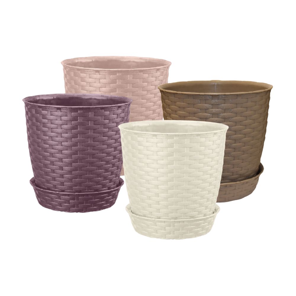 Maceta Circular Plástica Reyplast Estilo Ratan 21x20cm