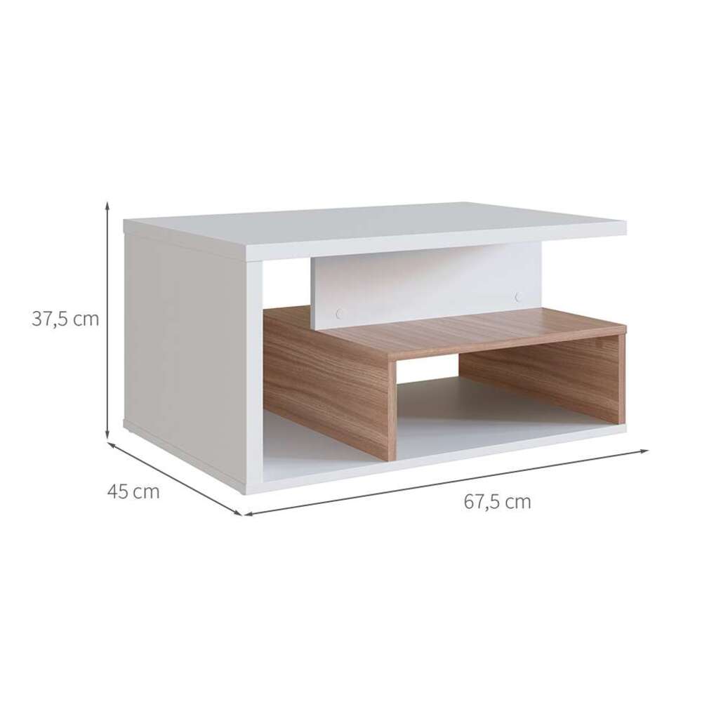 IDMarket - Tavolino Da Salotto ALICIA Con Base A X In Effetto Massello: Design Moderno, Piano In Legno E Gambe Bianche. Dimensioni 100x60x45 Cm, Facile Da Montare.