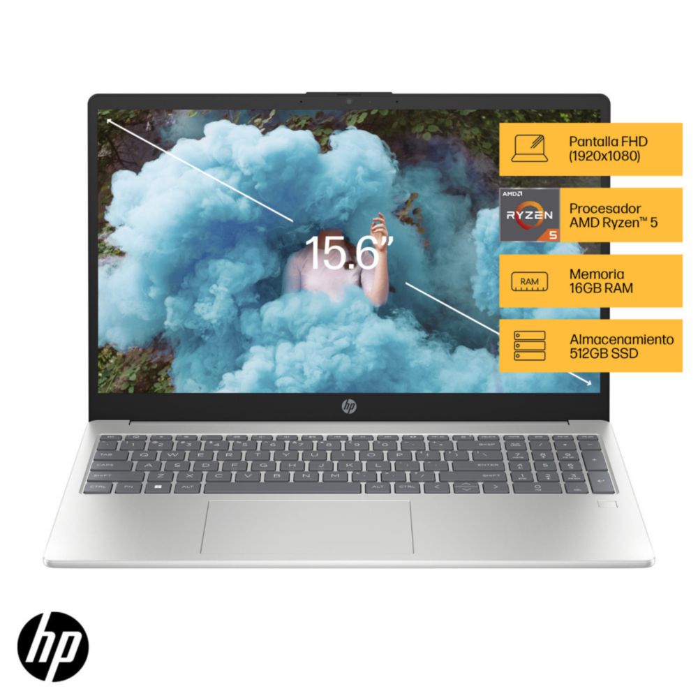 Laptop HP 15-fc0070la AMD Ryzen 5 FHD 16GB RAM 512GB SSD 15.6 Plateado natural