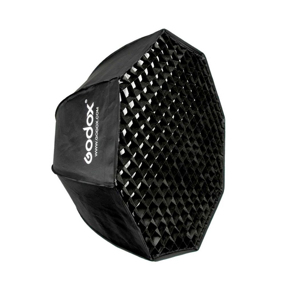 Softbox octagonal Godox de 120cm tipo sombrilla – Armado rápido + Grid montura Bowens