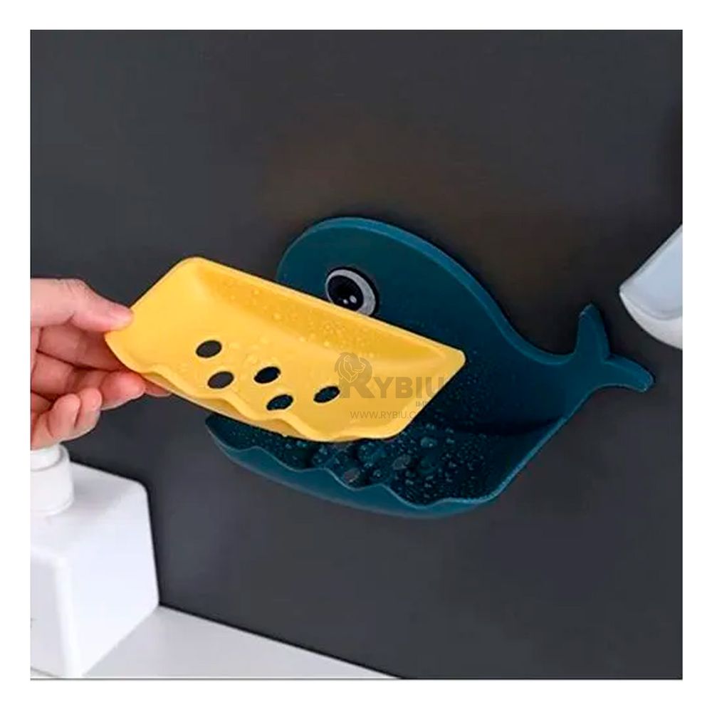 Jabonera Minimalista en Forma de Ballena de Color Azul