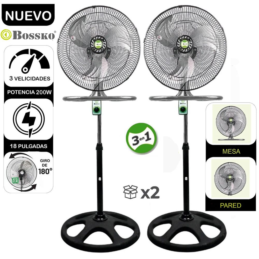 Ventilador Pedestal 3 en 1 De 18 200 W BK-8218VI-NG Caja de 2U