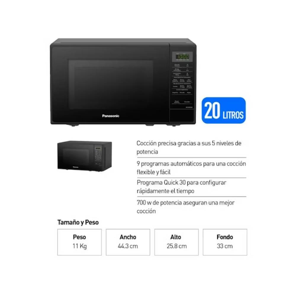 Microondas Panasonic Nn-Sb25Jbrpk Negro 20L