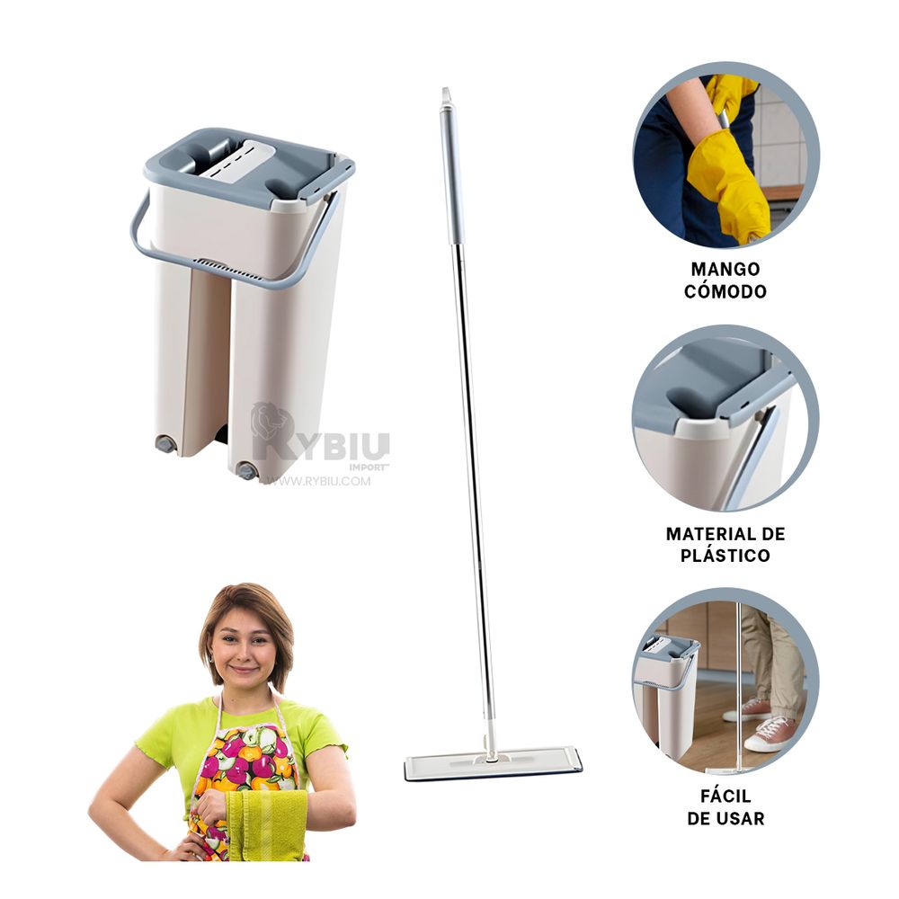 Trapeador Giratorio para Hogar en Gris Y+Stickers