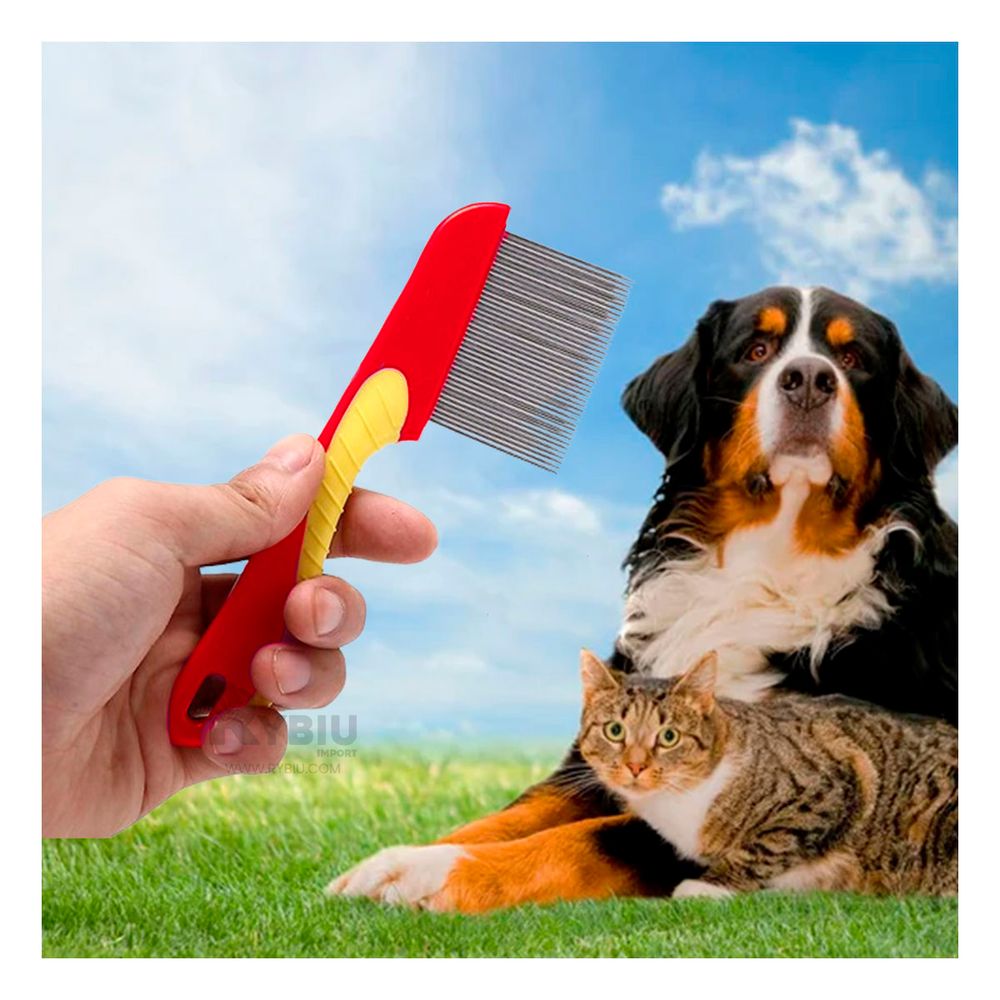 Peine de Mascota de Acero en Color Rojo Y+Papel de Regalo