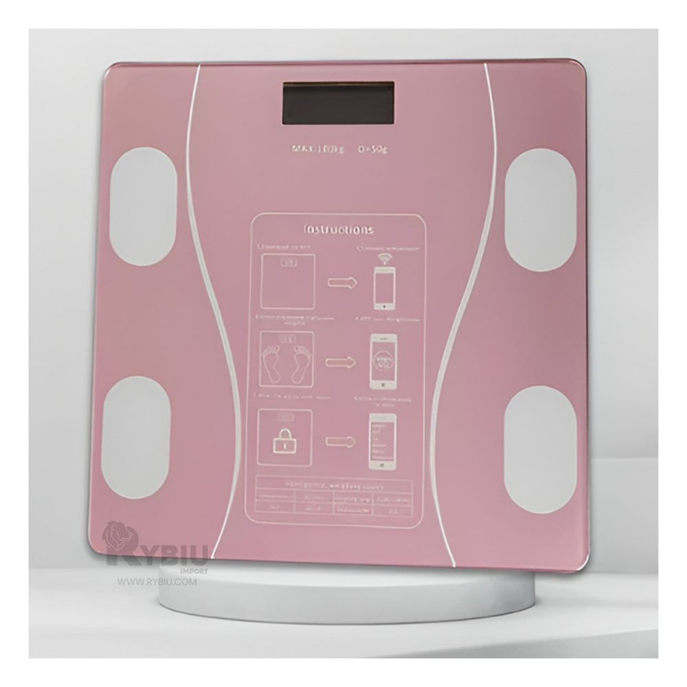 Balanza Digital con Bluetooth Color Rosado Y+Papel de Regalo