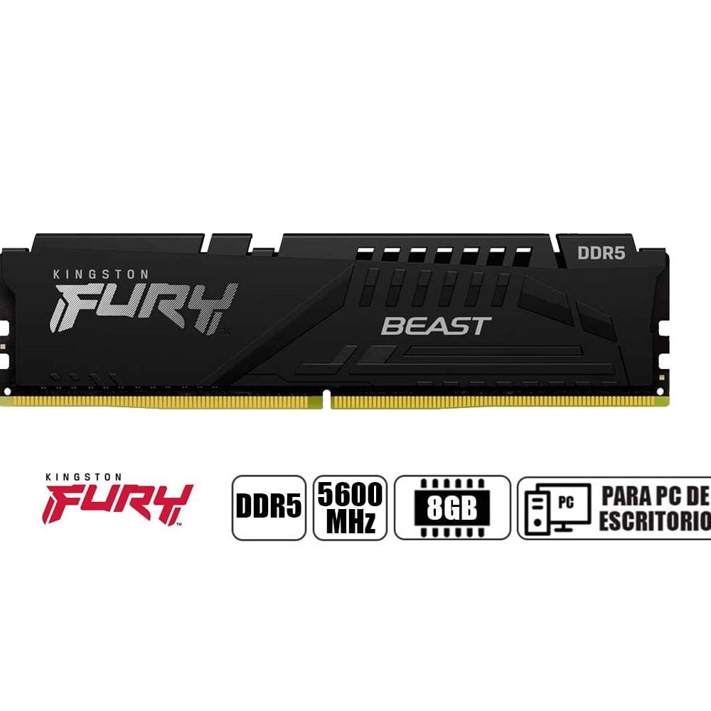 Memoria RAM Kingston Fury Beast 8GB DDR5 5600MHz CL38 KF556C40BB-8