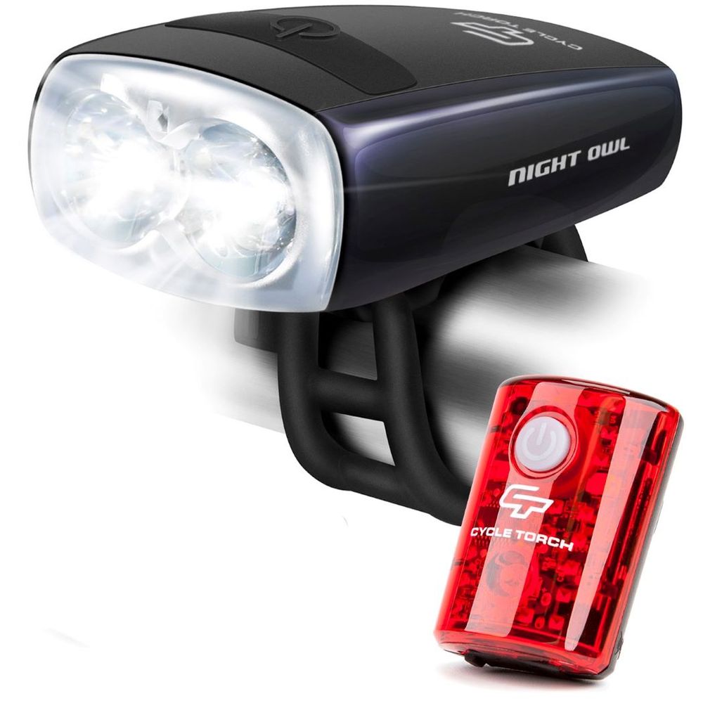 Luces para Bicicleta Recargables LED Pack Frontal y Posterior Night Owl Combo Cycle Torch