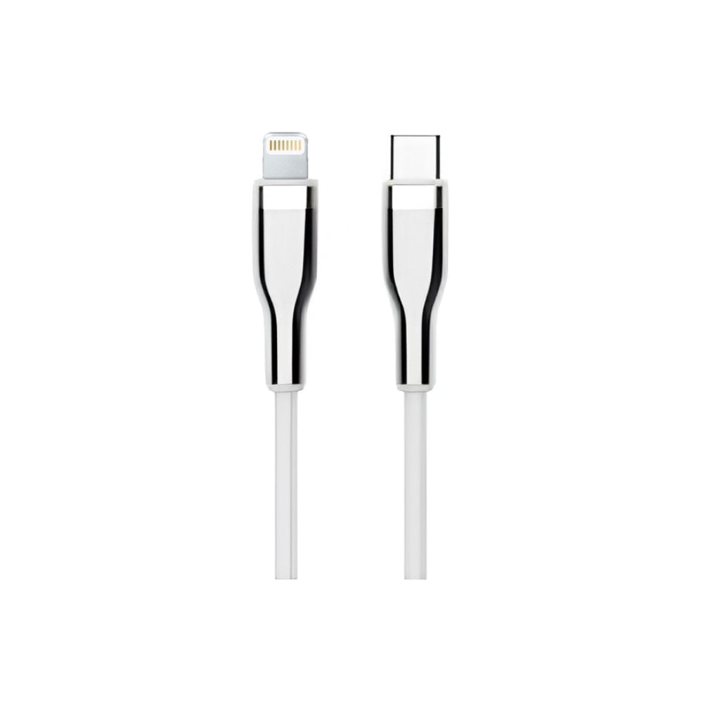 Cable Tipo C A Lightning Teros Te-70212W Blanco Y Plateado 2 Metros
