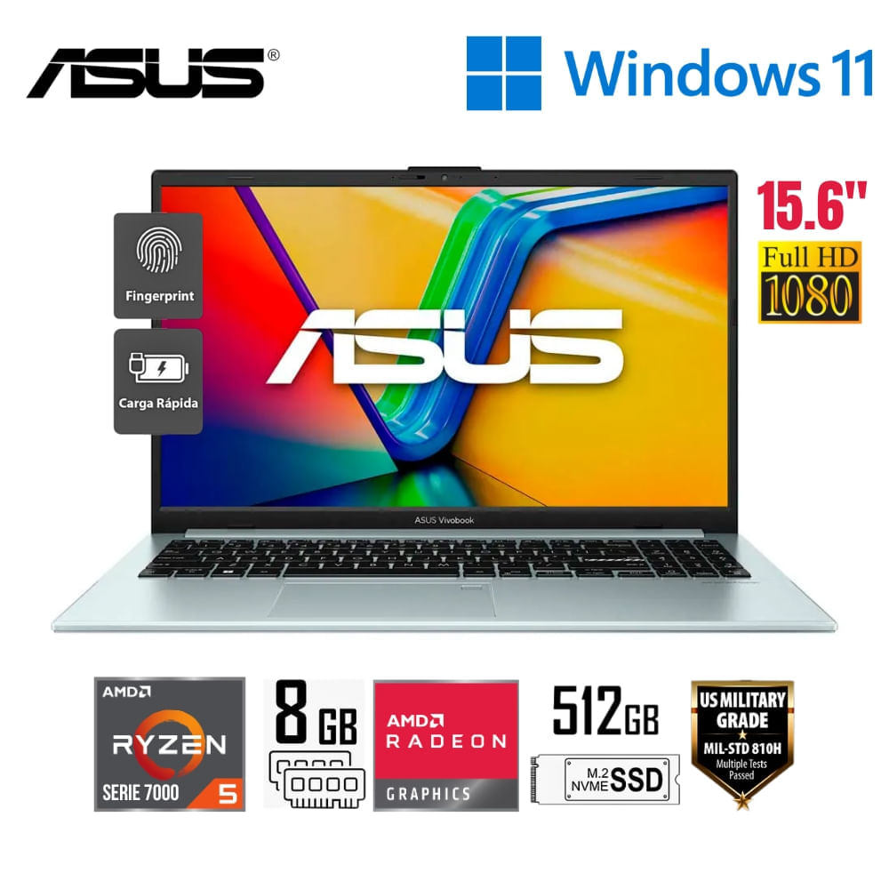 Laptop Asus Vivobook Ryzen 5-7520U 15.6"" FHD 8GB RAM 512GB SSD Win 11 E1504FA-NJ404W