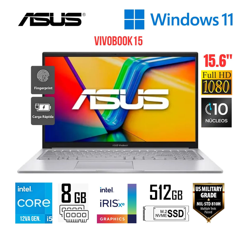 Laptop Asus Vivobook Intel Core i5-1235U 8GB RAM 512GB SSD Win 11 X1504ZA-NJ278W