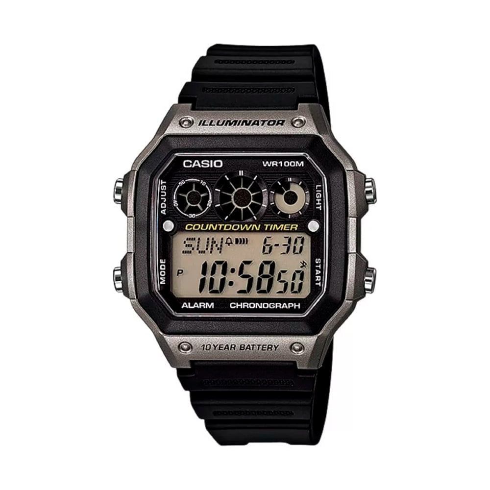 Reloj Digital Casio Original Illuminator AE-1300WH-8AVCF Cuadrado con Correa en Silicona Nezmun