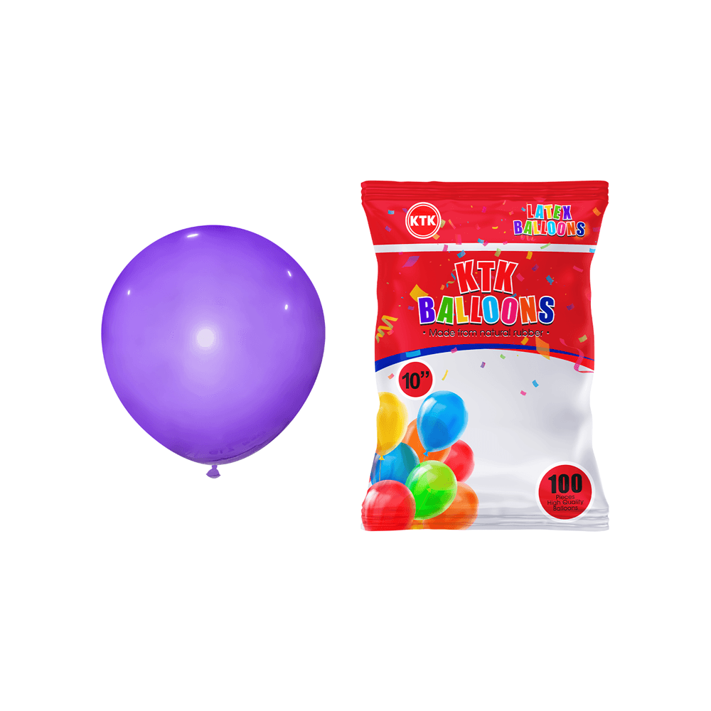 Bolsa de Globos Látex KTK 10"" Morado de 100 unidades
