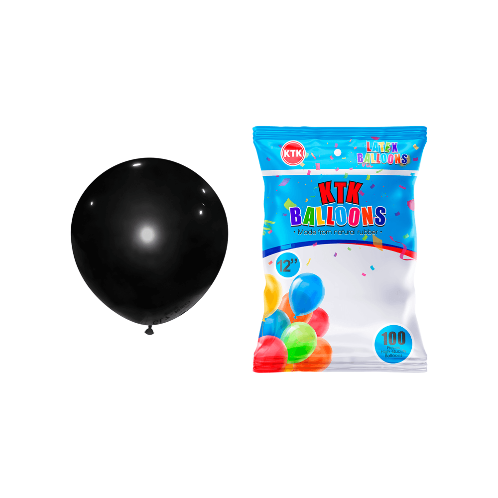 Bolsa de Globos Látex KTK 12"" Negro de 100 unidades