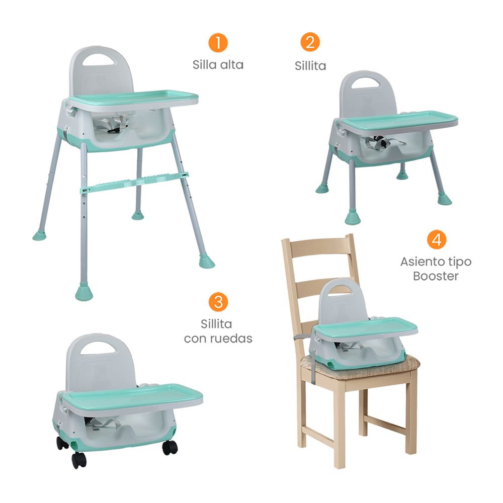 Silla De Comer 4 En 1 Para Bebé Circus Verde