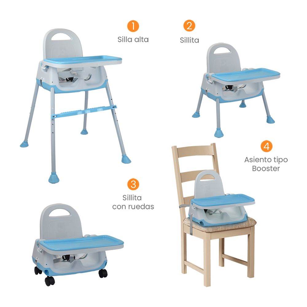 Silla De Comer 4 En 1 Para Bebé Circus Azul