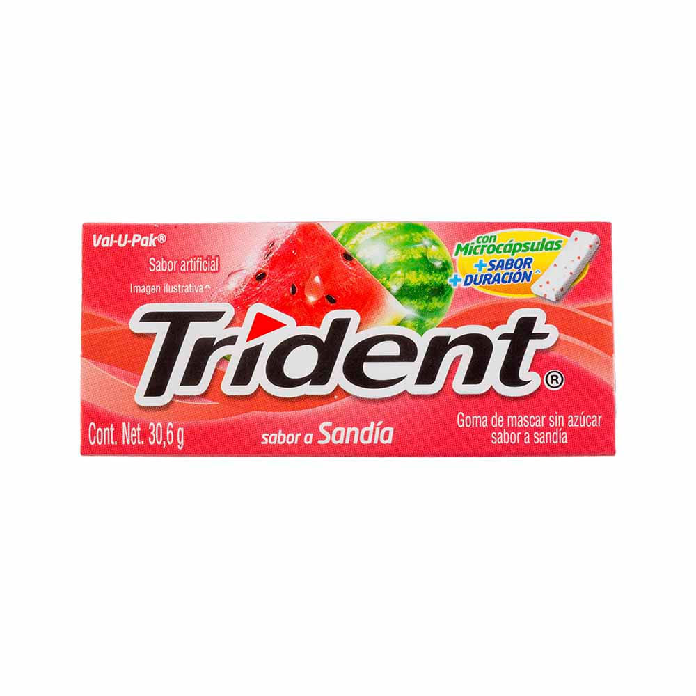 Chicle TRIDENT Sin Azúcar sabor Sandia Envase 18un
