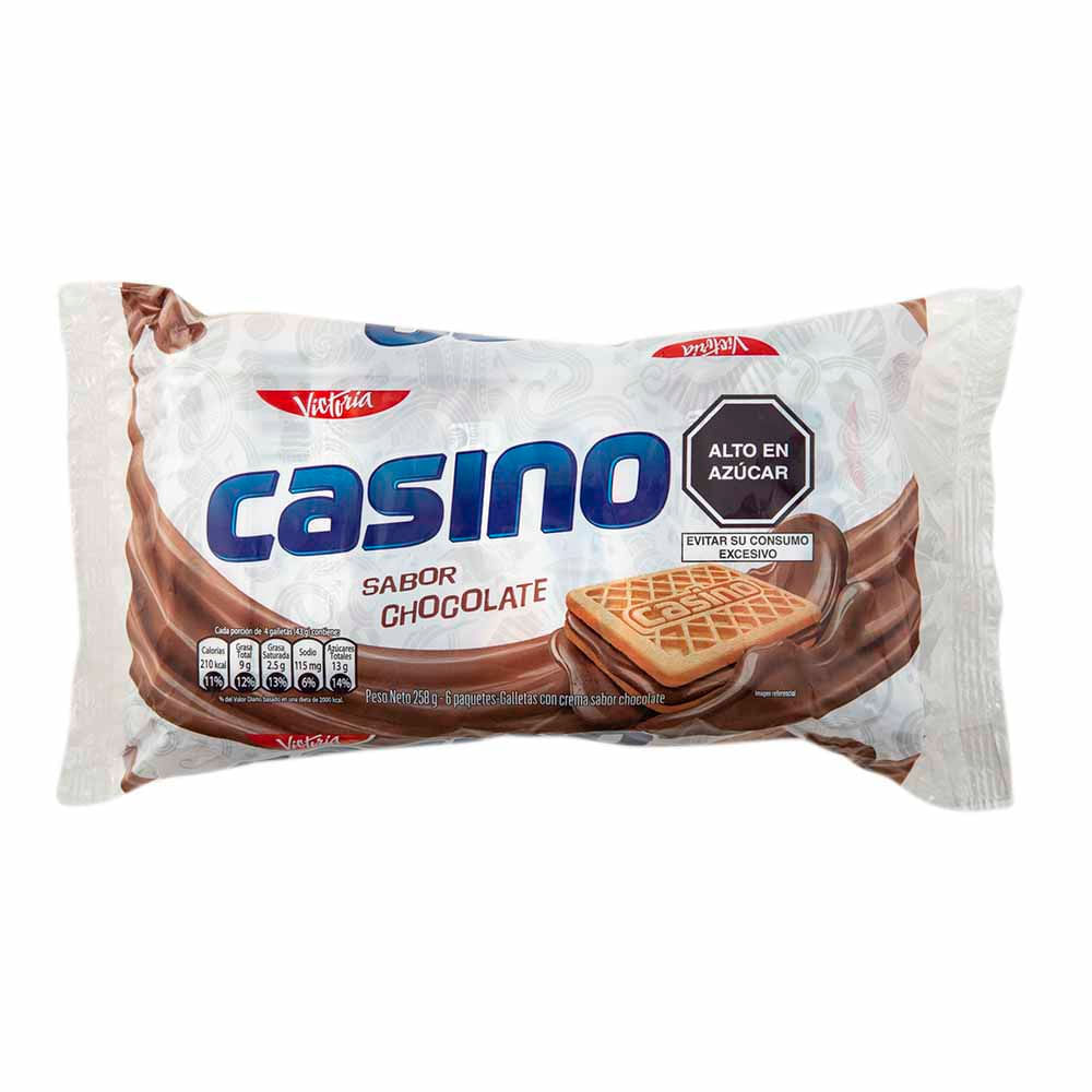 Galleta CASINO Sabor Chocolate Bolsa 43g Paquete 6un