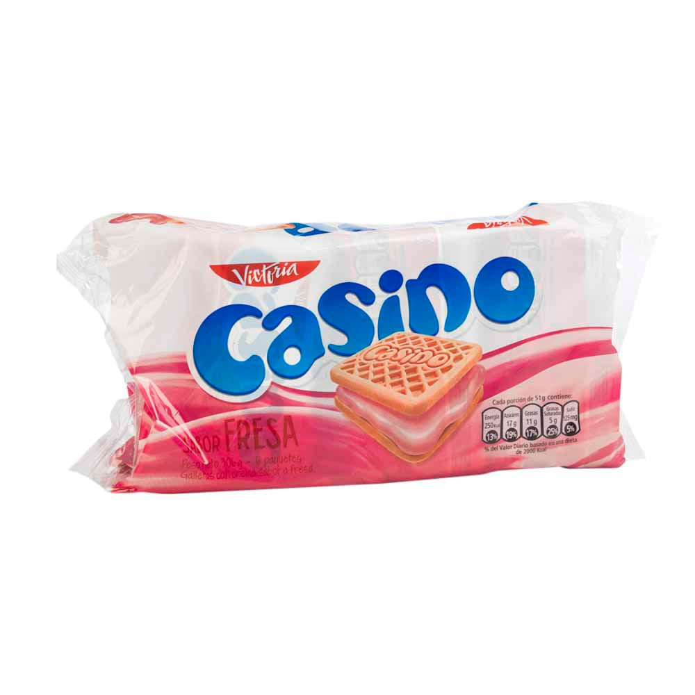 Galleta CASINO Sabor Fresa Bolsa 43g Paquete 6un