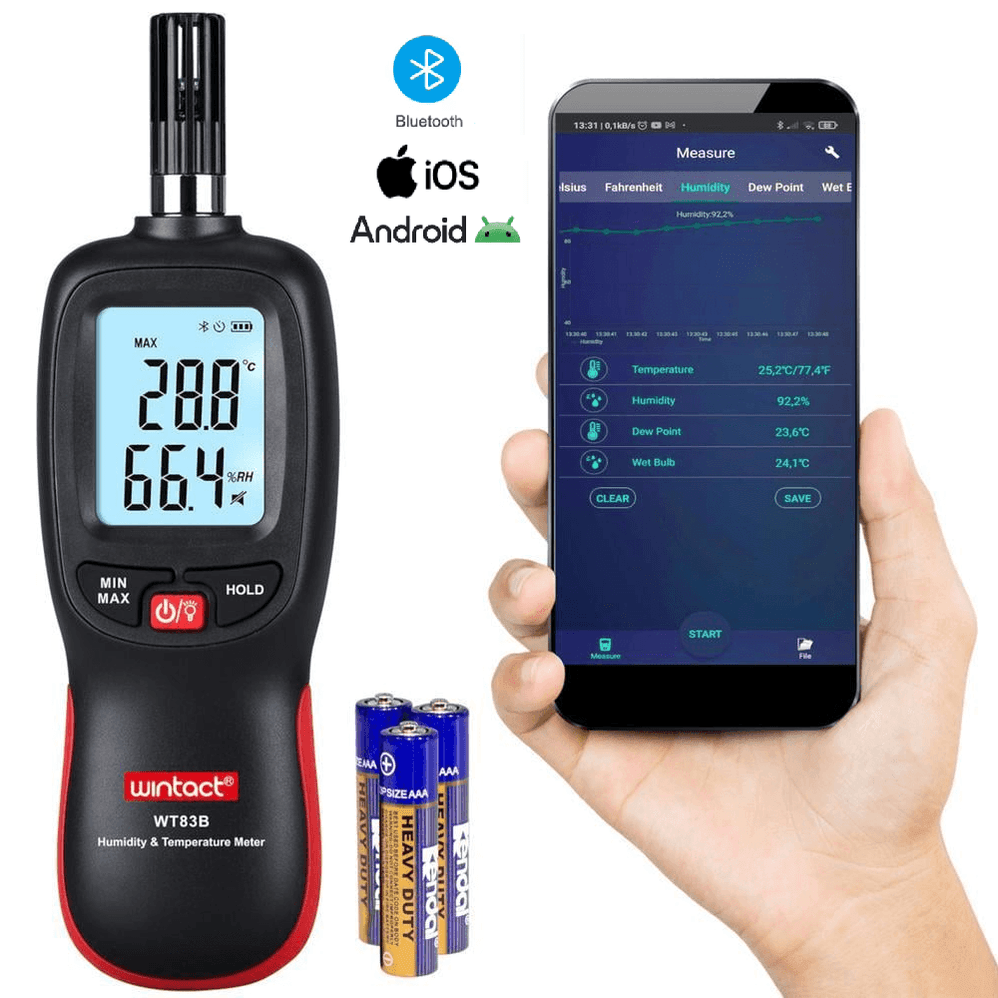 Termohigrómetro Higrómetro Data Logger Profesional con Bluetooth ...