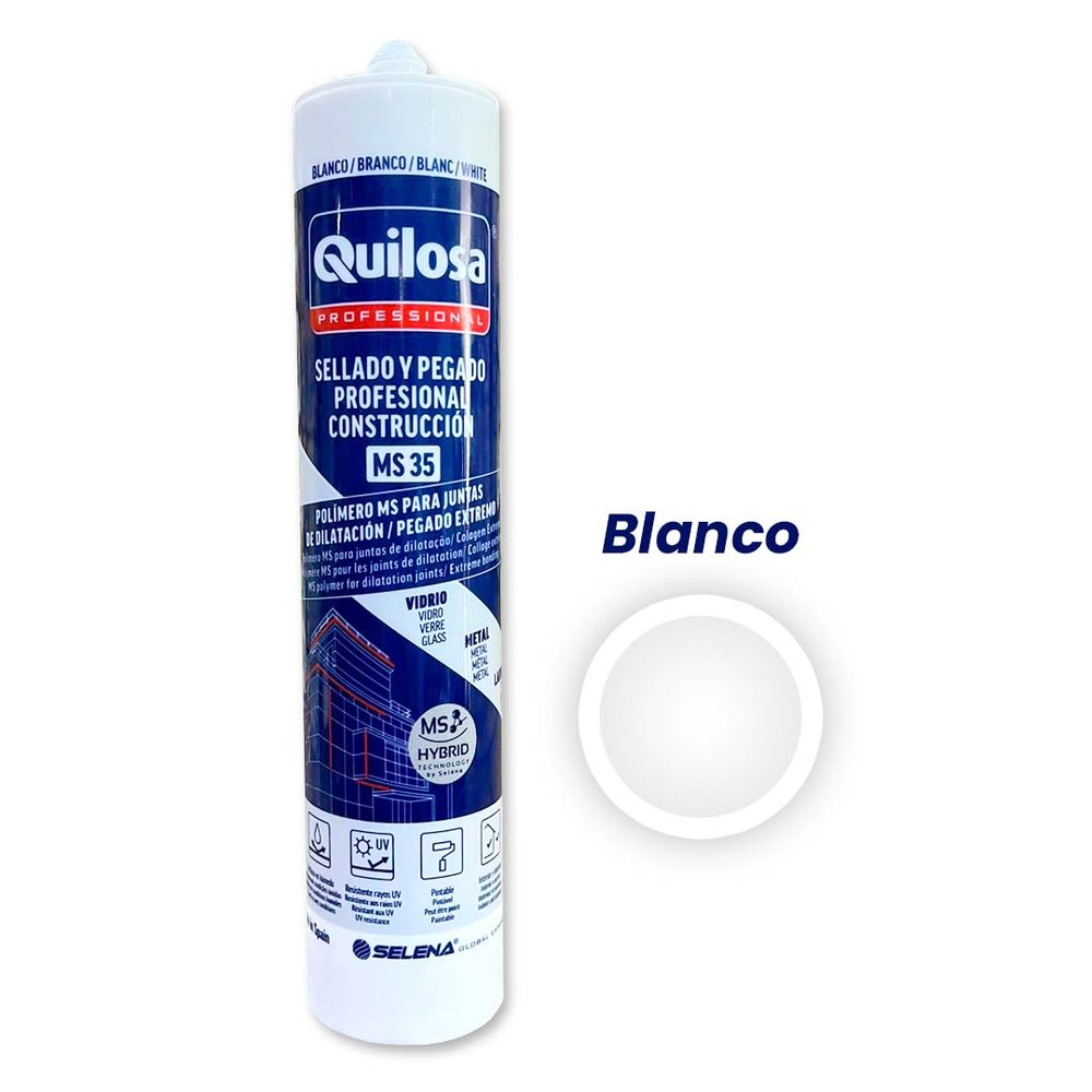 Adhesivo Sellador de Juntas Híbrido Quilosa MS 35 Tubo 300ml Blanco