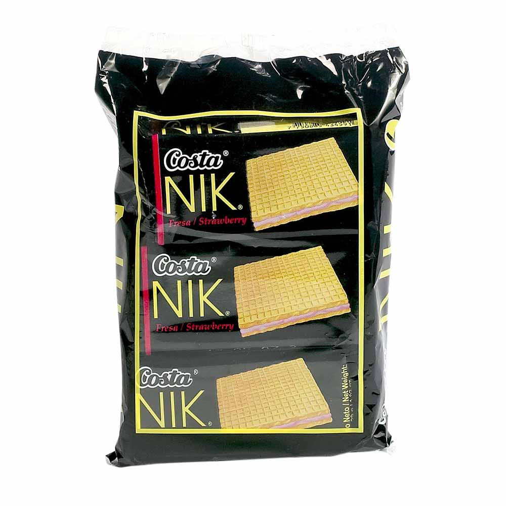 Wafer Cuadrado NIK Relleno con Crema Sabor a Fresa Paquete 6un