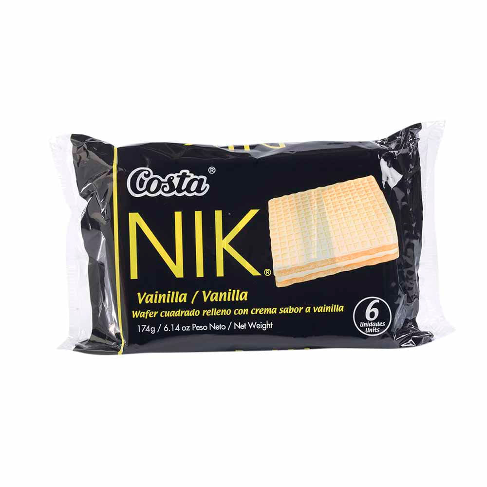 Wafer Cuadrado NIK Relleno con Crema Sabor a Vainilla Paquete 6un