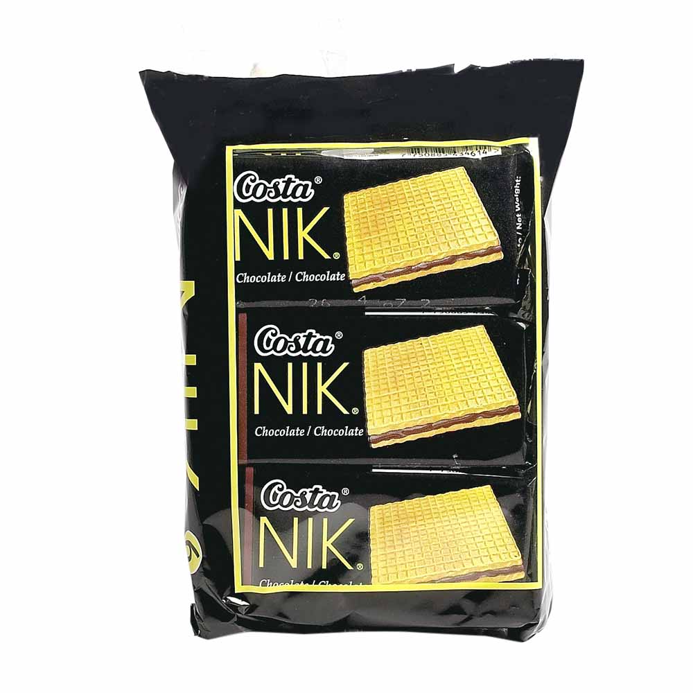 Wafer Cuadrado NIK Relleno con Crema Sabor a Chocolate Paquete 6un