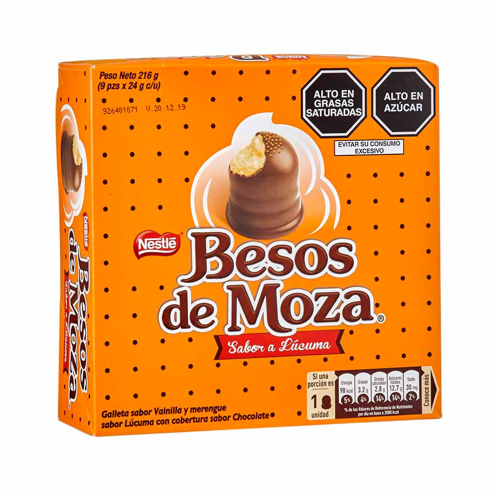 BESOS DE MOZA con Galleta y Merengue de Lúcuma Caja 9un