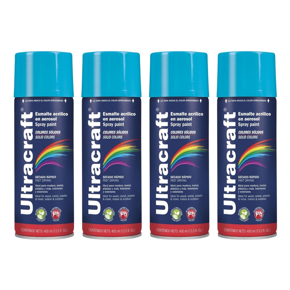 Pintura Spray Color Azul Celeste x4 Unidades Ultracraft 40029-4