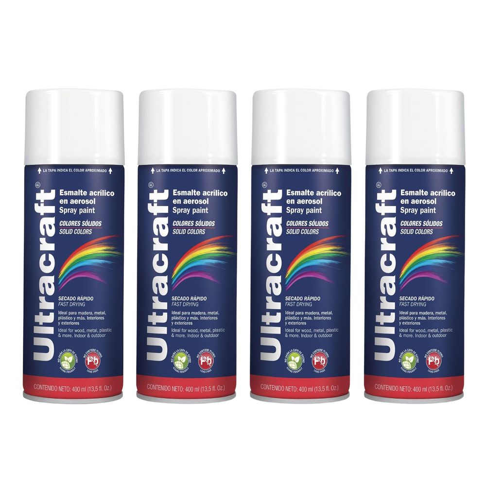 Pintura Spray Color Blanco Mate x4 Unidades Ultracraft 40038