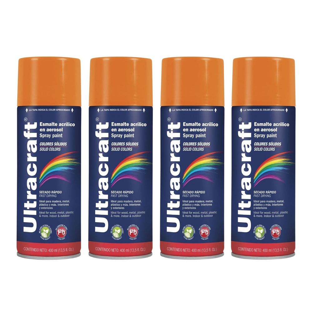 Pintura Spray Color Amarillo x4 Unidades Ultracraf