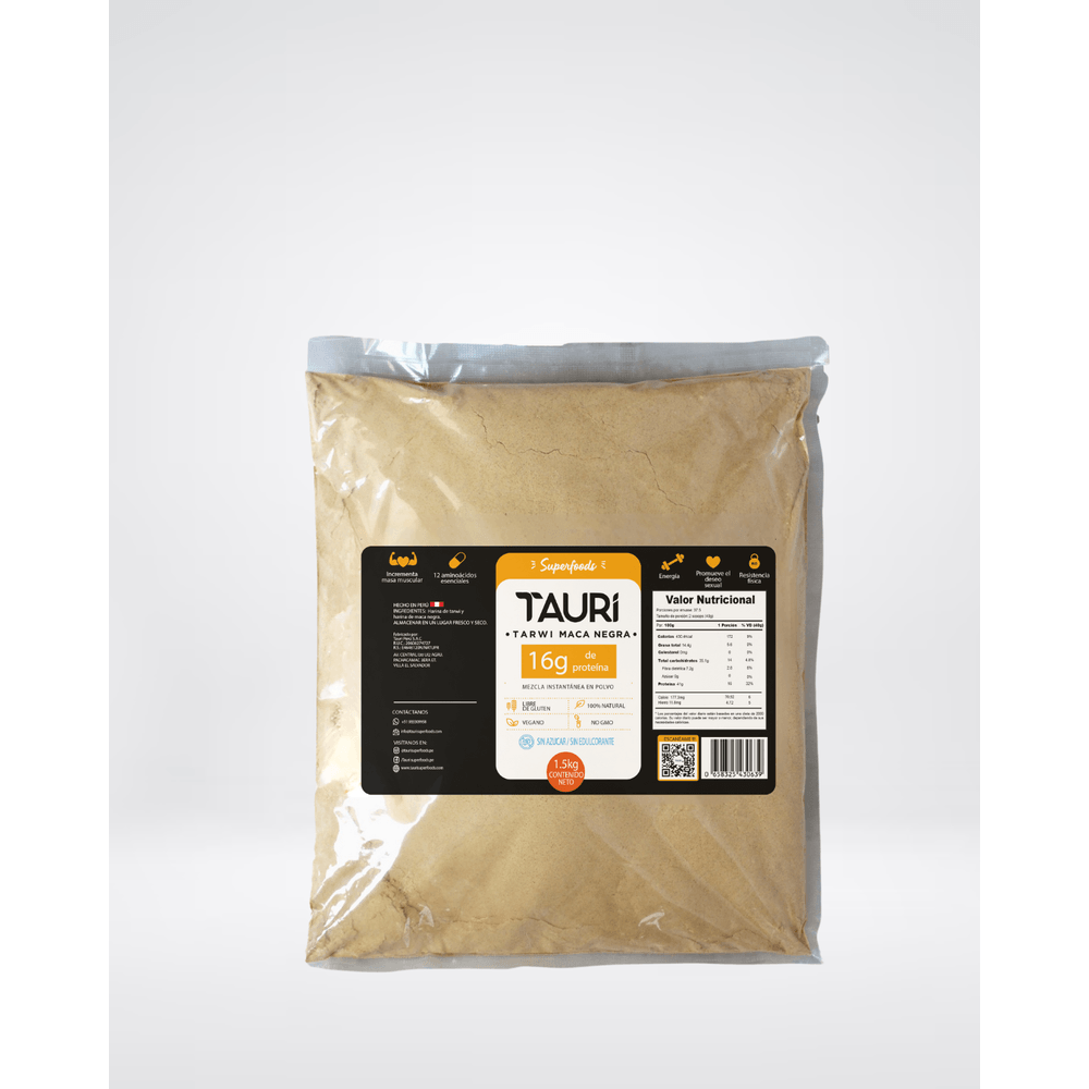 Tarwi con Maca Negra en polvo 1.5 Kg Fuente de Proteina Vegetal