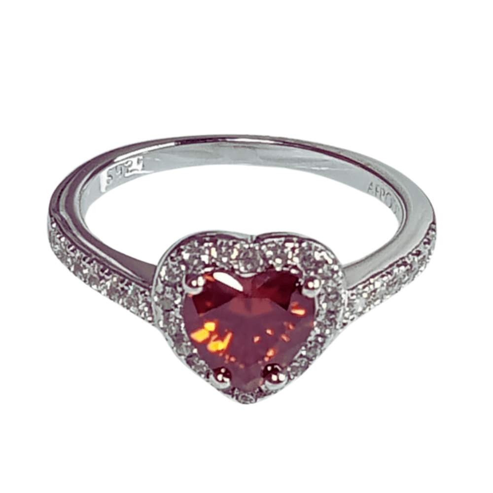 Anillo de Plata Bañado en Oro Blanco Modelo 614 Rubí Talla 8