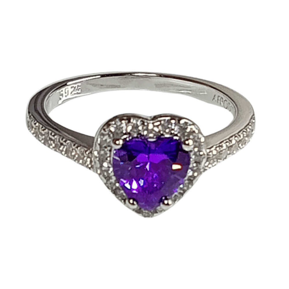 Anillo de Plata Bañado en Oro Blanco Modelo 614 Amatista Talla 7