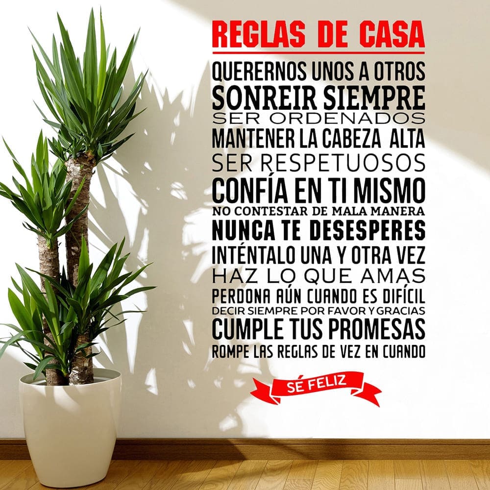 Vinilo Decorativo Stickart Reglas De Casa Pequeño Sticker Frases