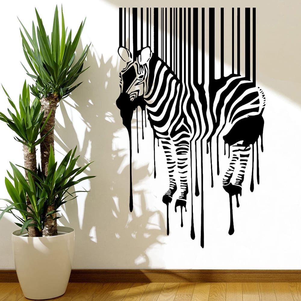Vinilo Decorativo Stickart Cebra Barras Pequeño Sticker Animales