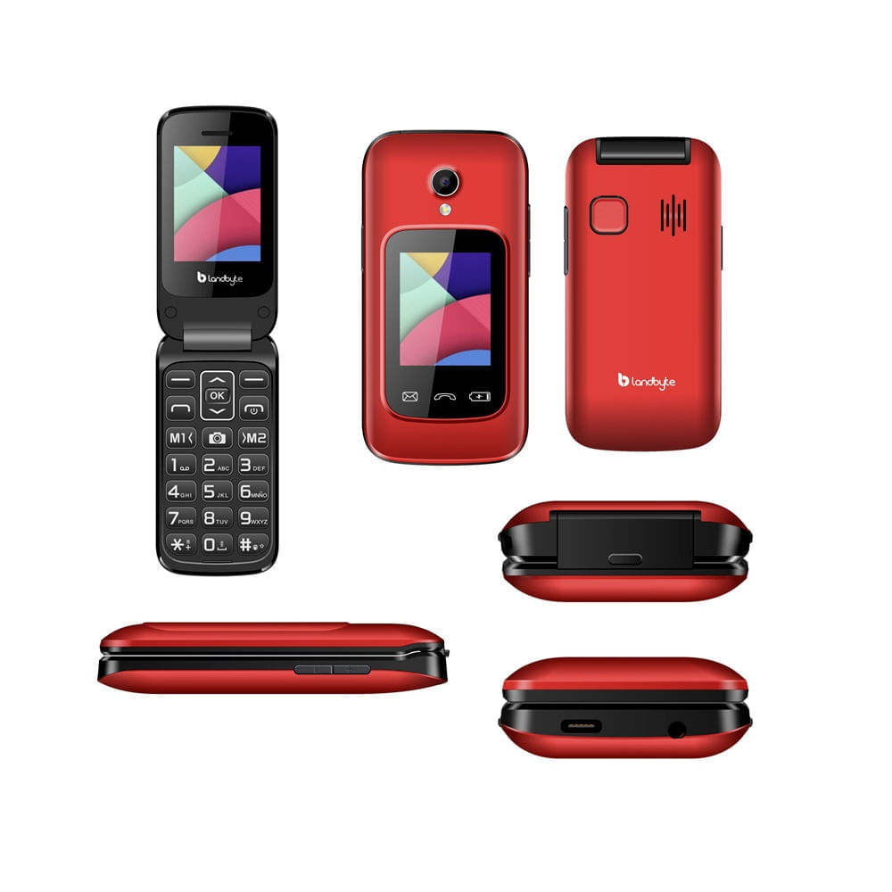 Celular Flip 4g LandByte LT1448 1.77 Pulgadas Dual SIM Radio FM Rojo