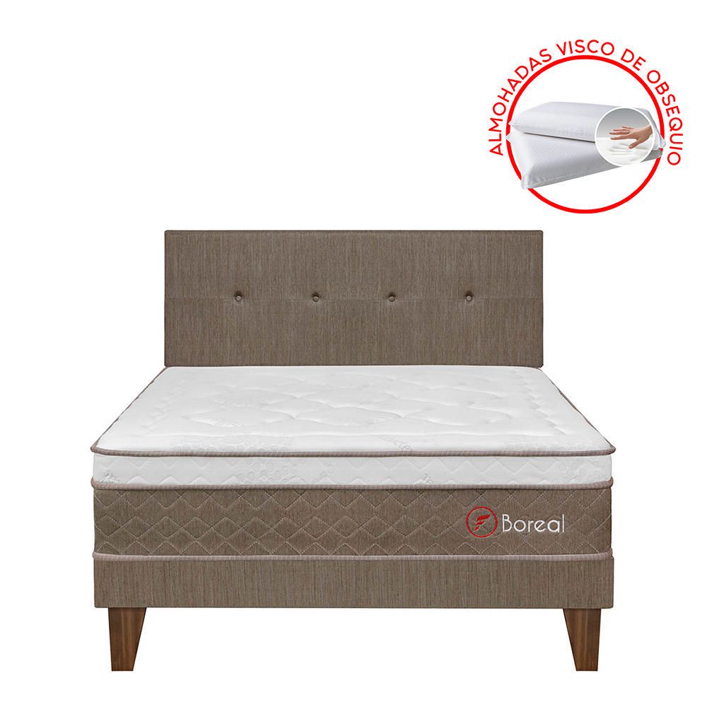 Dormitorio Europeo Boreal Pocket SS Queen + 2 Almohadas + 1 Protector