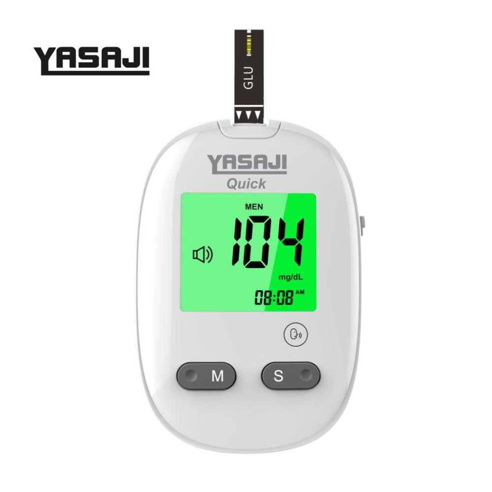 Glucómetro LED/VOZ Yasaji BG-709 + 50 tiras + 50 lancetas