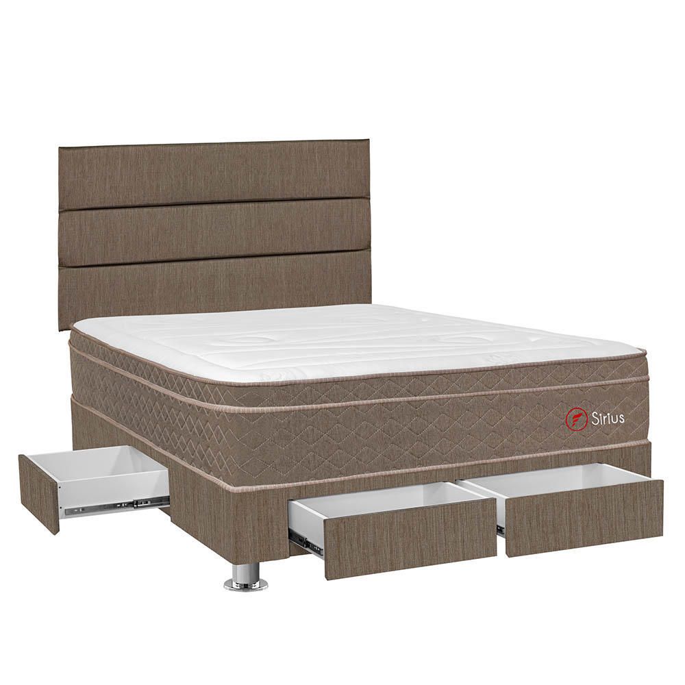 Dormitorio 4 Cajones Marrón Sirius 2 Plazas + 2 Almohadas + 