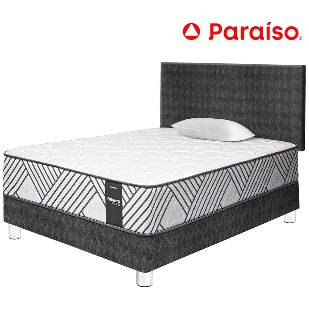 Dormitorio VIVA HOME Palmera Pocket 1.5 Plazas + 1 Almohada + 1 Protector