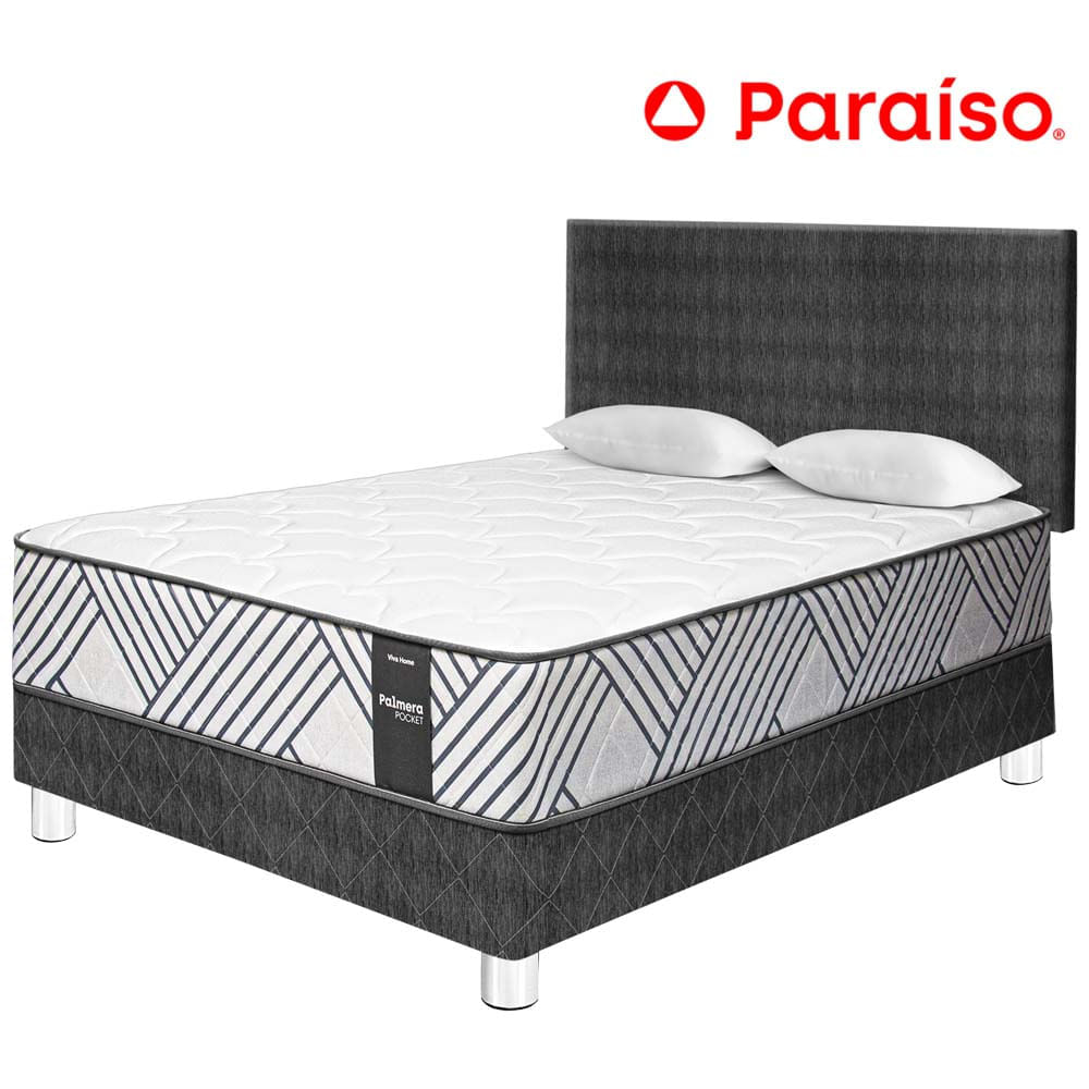 Dormitorio VIVA HOME Palmera Pocket 2 Plazas + 2 Almohadas + 1 Protector