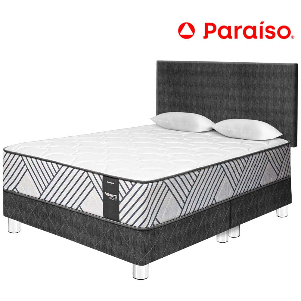 Dormitorio VIVA HOME Palmera Pocket QUEEN + 2 Almohadas + 1 Protector