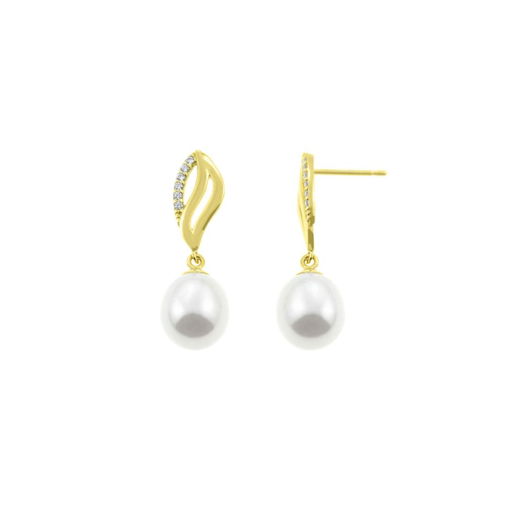 Aretes Baliq Perla Preciosa En Oro 18K