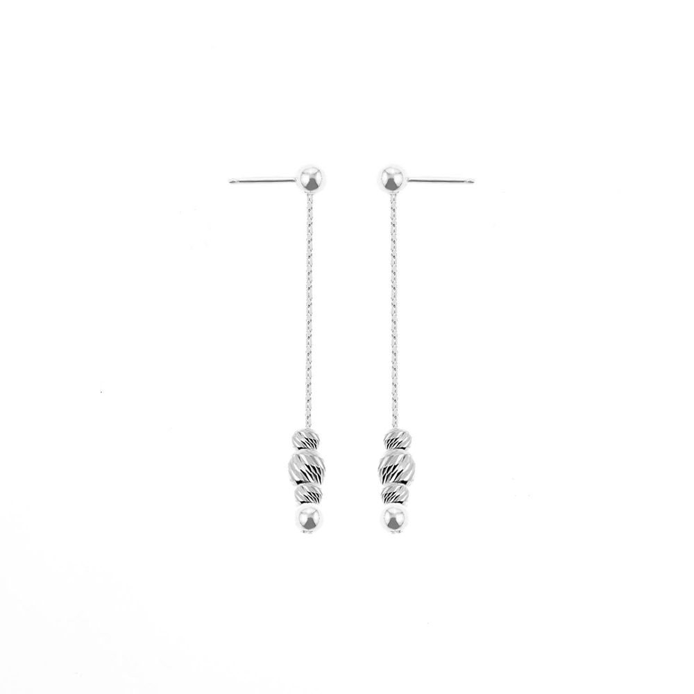 Aretes Baliq Colgantes Bolitas Plata 925