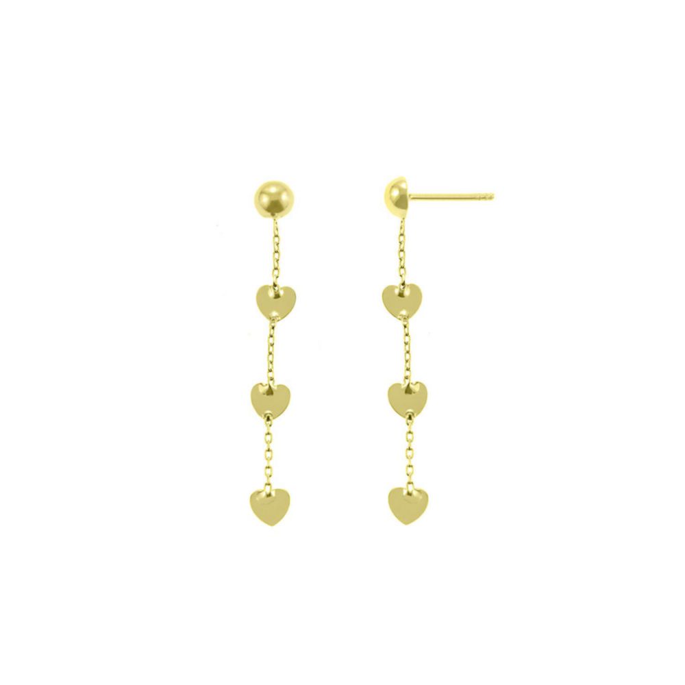 Aretes Baliq Corazones En Oro 18K